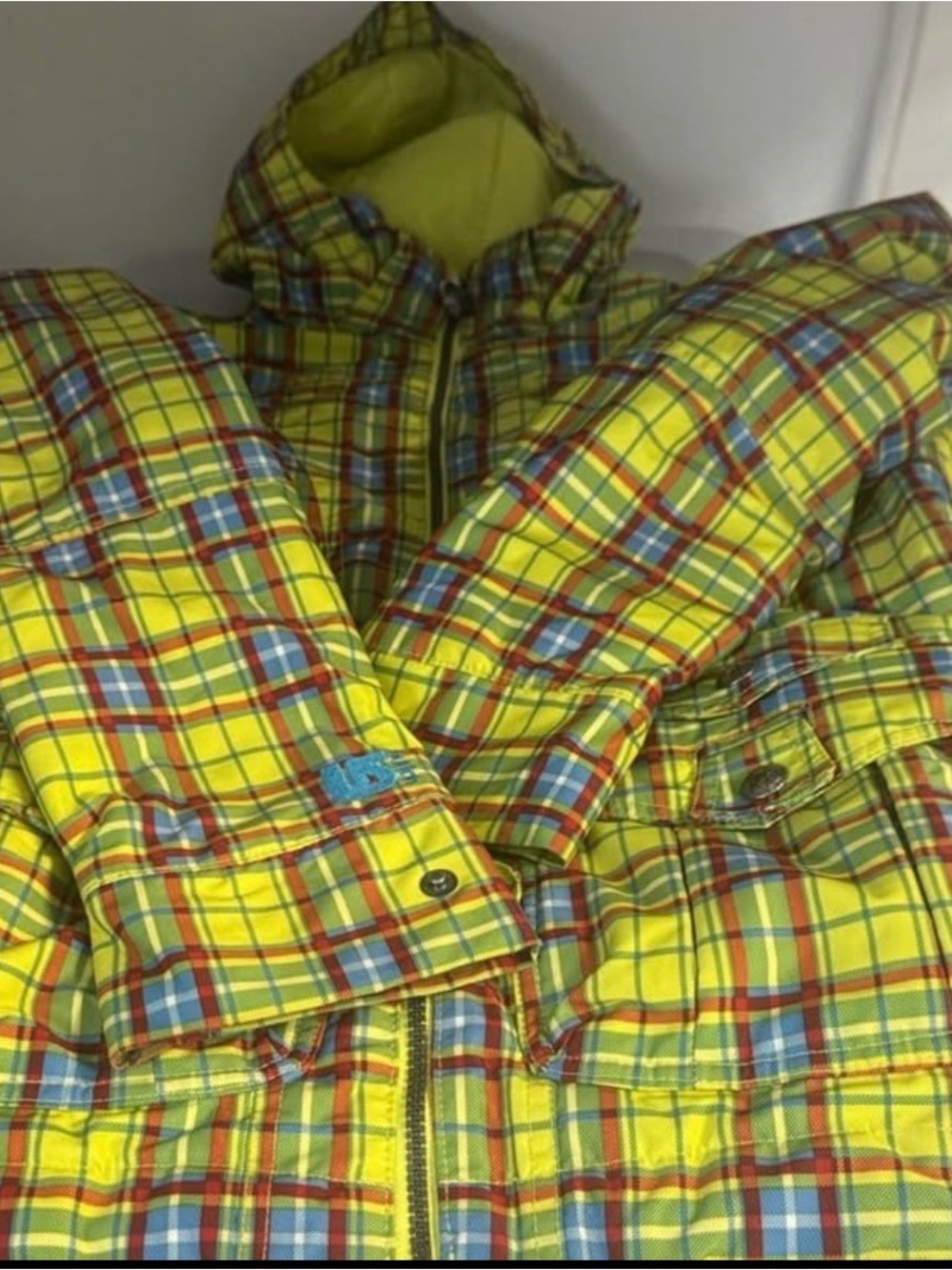 Burton DryRide Yellow Plaid Hooded Jacket - Small